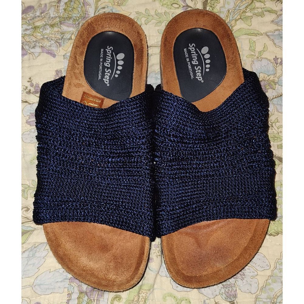 SPRING STEP Women's NOELENA Slide Sandal. Navy blue. Gently worn. Size 36. Portu